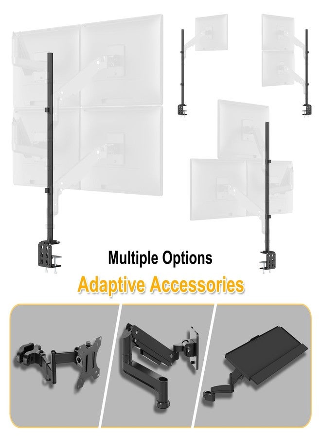 PUTORSEN Steel Extra Tall 32 Inch 2-Section Monitor Stand Pole - with Mounting Base, Heavy Duty Center Pole (Supports Up to Max. 88 lbs), 2 Mounting Options, Black - Image 3