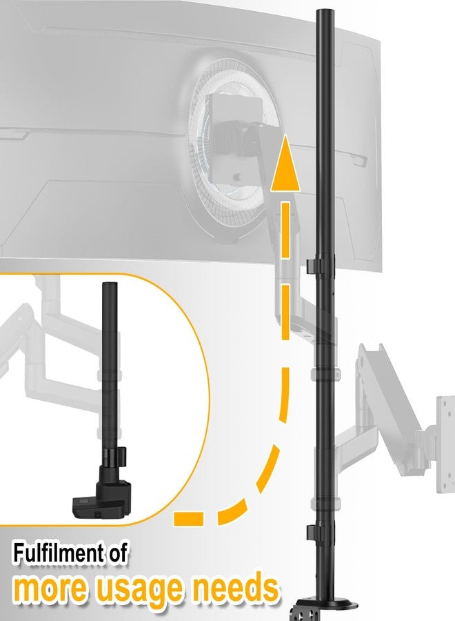 PUTORSEN Steel Extra Tall 32 Inch 2-Section Monitor Stand Pole - with Mounting Base, Heavy Duty Center Pole (Supports Up to Max. 88 lbs), 2 Mounting Options, Black - Image 4