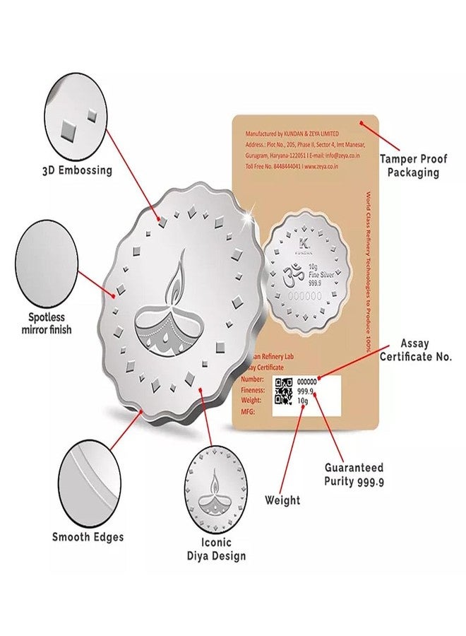 Kundan 10g (999.9) Silver Coin - Diya - Image 3