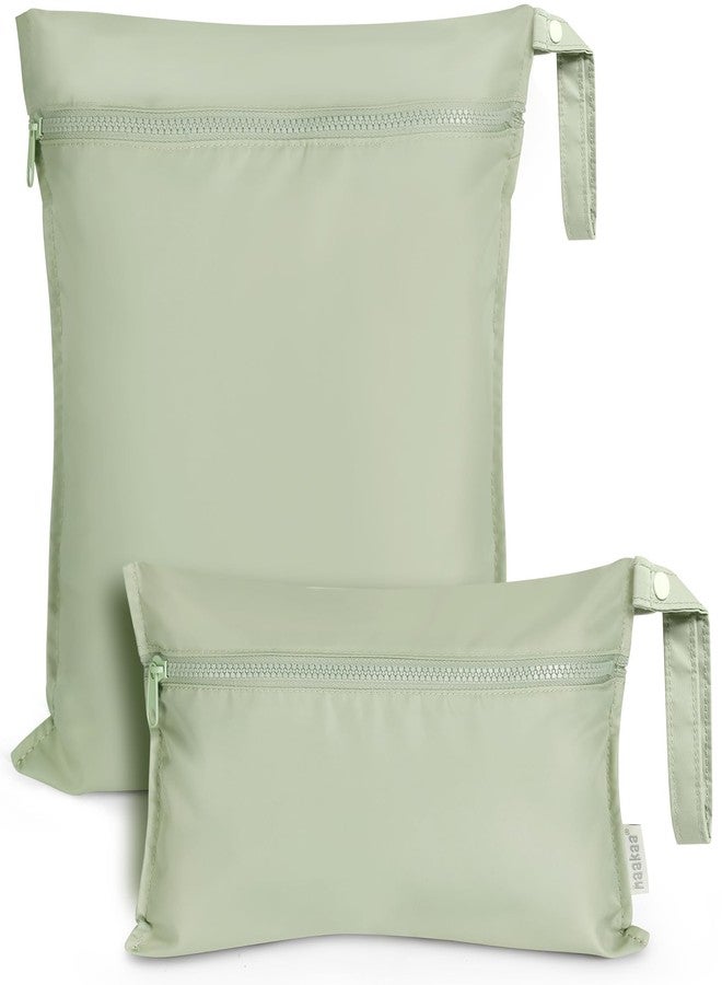 haakaa Waterproof Wet Bags for Baby Wet Dry Bags for Cloth Diaper, Swimsuit & Travel, 2pcs, Grass - Image 1