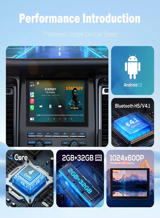 Haudio 7 Inch Car Stereo with Wireless Apple CarPlay & Android Auto, Double Din Touch Screen Bluetooth Car Radio Receiver, GPS Navigation, HD IPS Display, Support FM/RDS(No reversing Camera) - Image 3