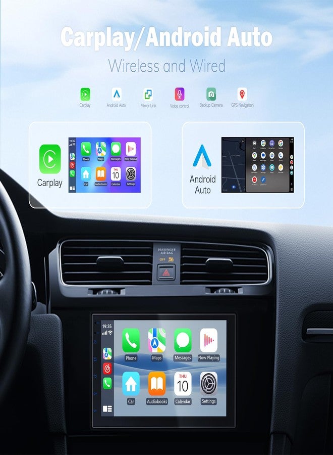 Haudio 7 Inch Car Stereo with Wireless Apple CarPlay & Android Auto, Double Din Touch Screen Bluetooth Car Radio Receiver, GPS Navigation, HD IPS Display, Support FM/RDS(No reversing Camera) - Image 5