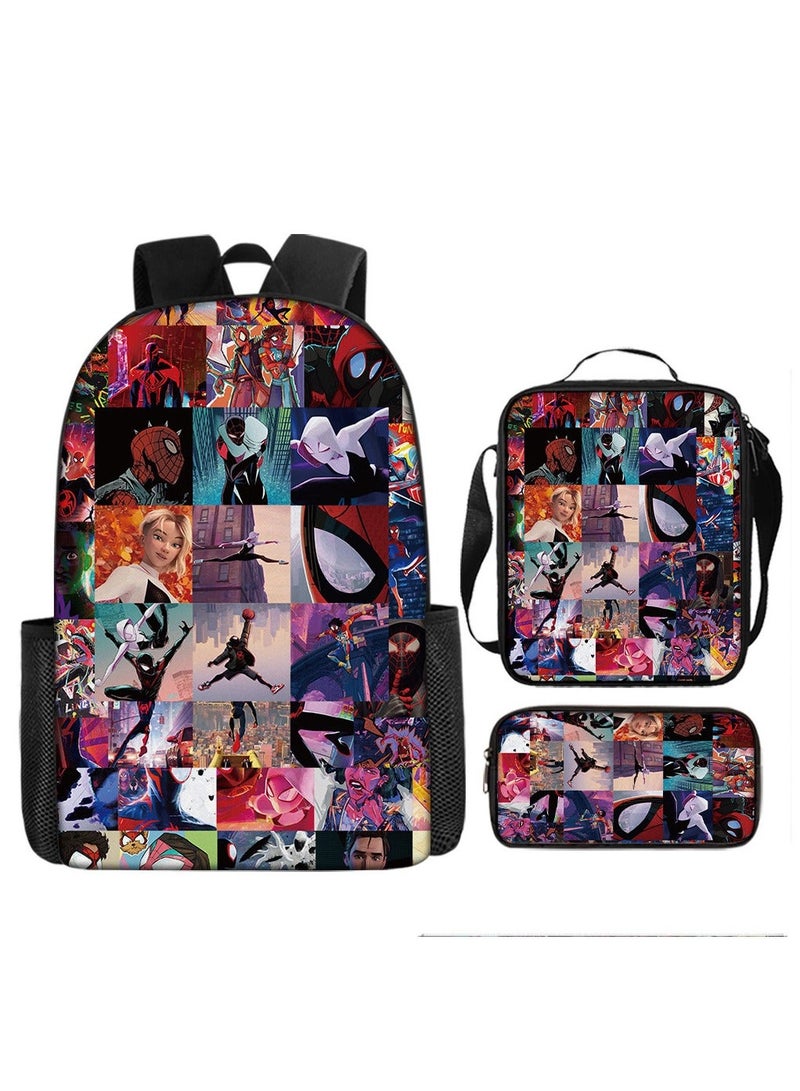 Spiderman Three-Piece Cartoon Backpack For Primary School Students 29*42*16cm