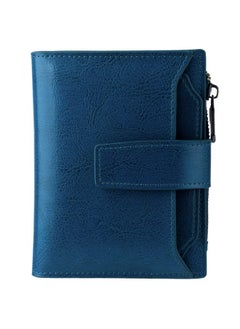 Bveyzi Women'S Small Leather Rfid Blocking Bifold Zipper Pocket Wallet Ladies Credit Card Slots Purse With Id Window(Peacock Blue)  - Image 1