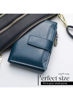 Bveyzi Women'S Small Leather Rfid Blocking Bifold Zipper Pocket Wallet Ladies Credit Card Slots Purse With Id Window(Peacock Blue)  - Image 2