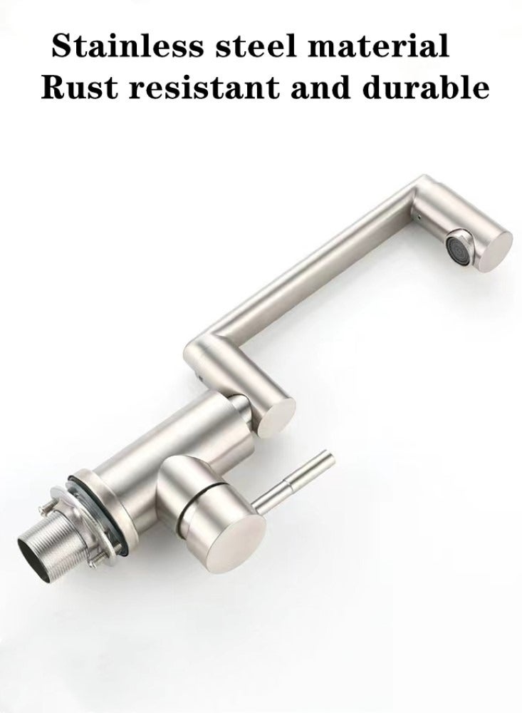 Kutis 1-Piece Sink Faucet Degree Rotating Faucet Stainless Steel Grey 30x12 cm - Image 4