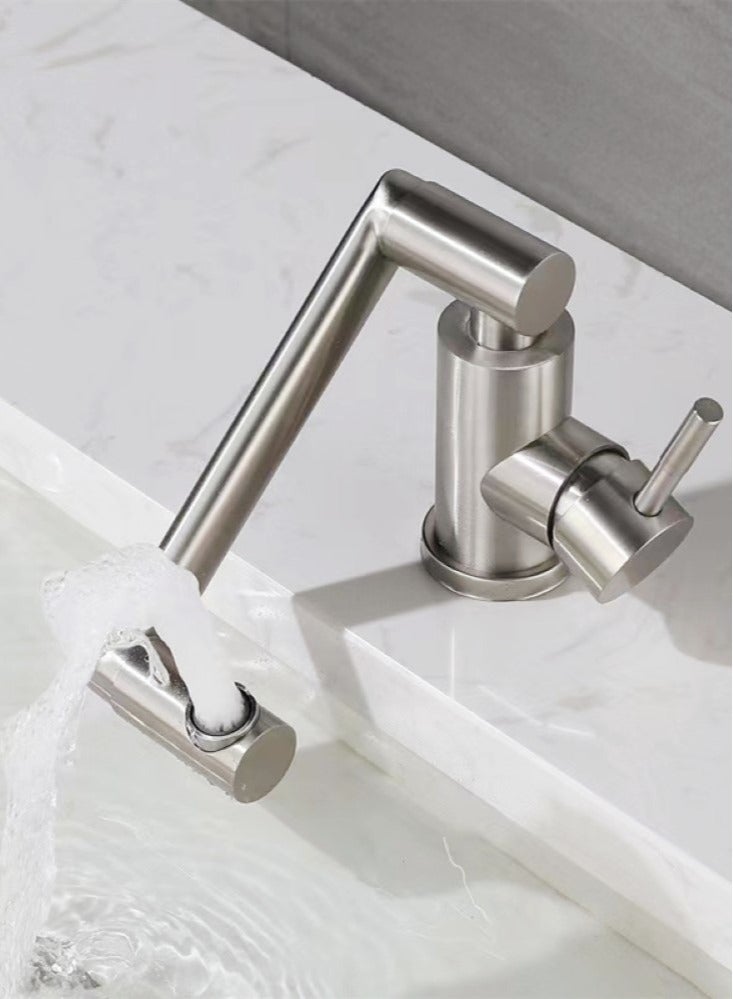Kutis 1-Piece Sink Faucet Degree Rotating Faucet Stainless Steel Grey 30x12 cm - Image 1