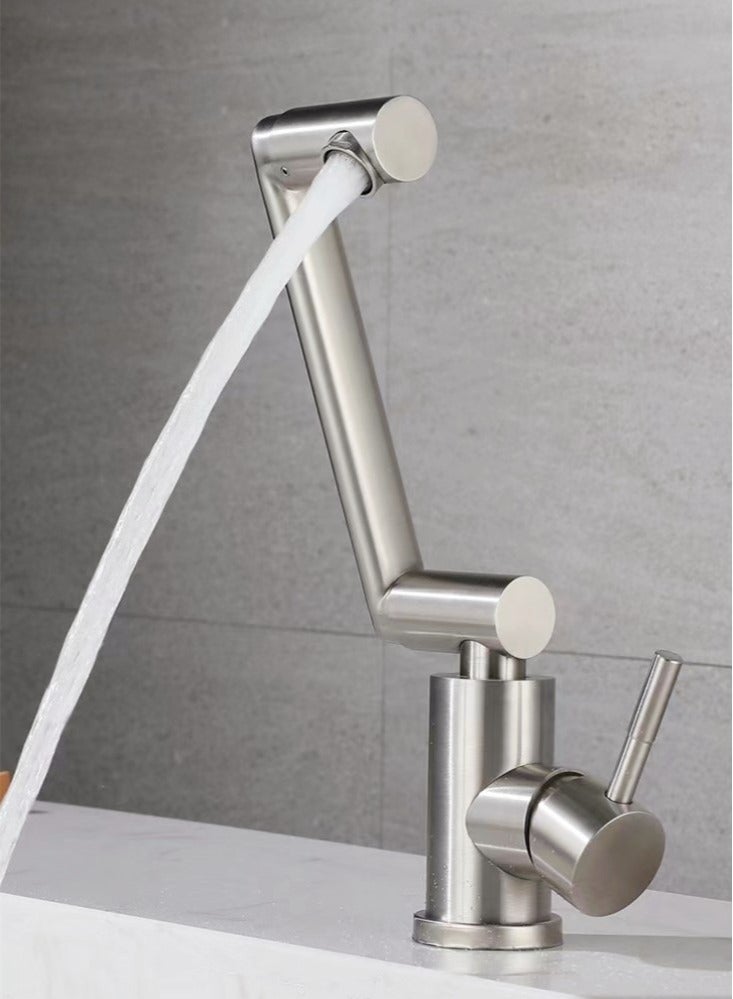 Kutis 1-Piece Sink Faucet Degree Rotating Faucet Stainless Steel Grey 30x12 cm - Image 2