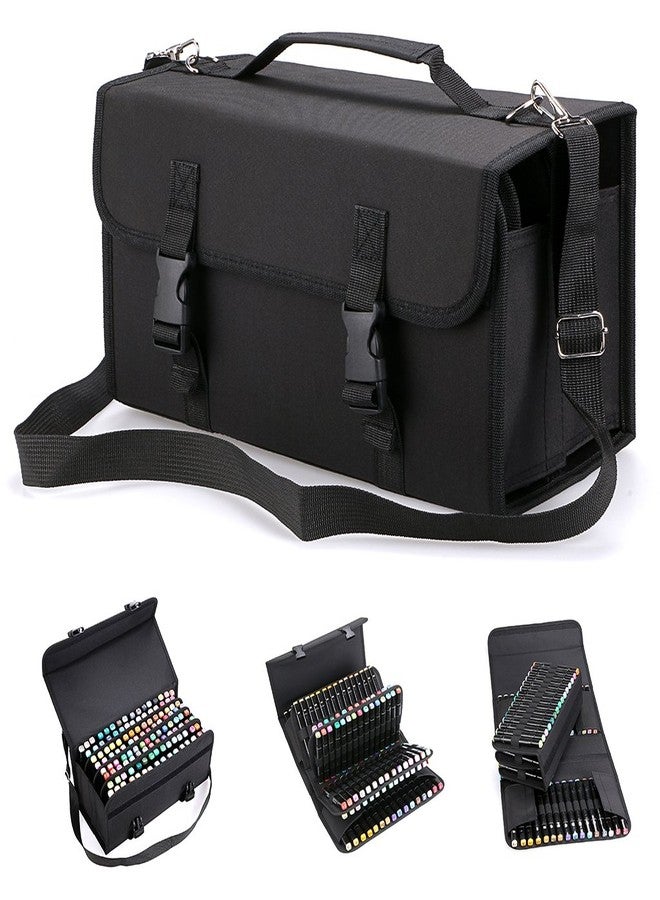 BTSKY New 120 Slots Marker Case Lipstick Organizer-Canvas Markers Holder for for Primascolor Markers and Sketch Markers (Black) - Image 1