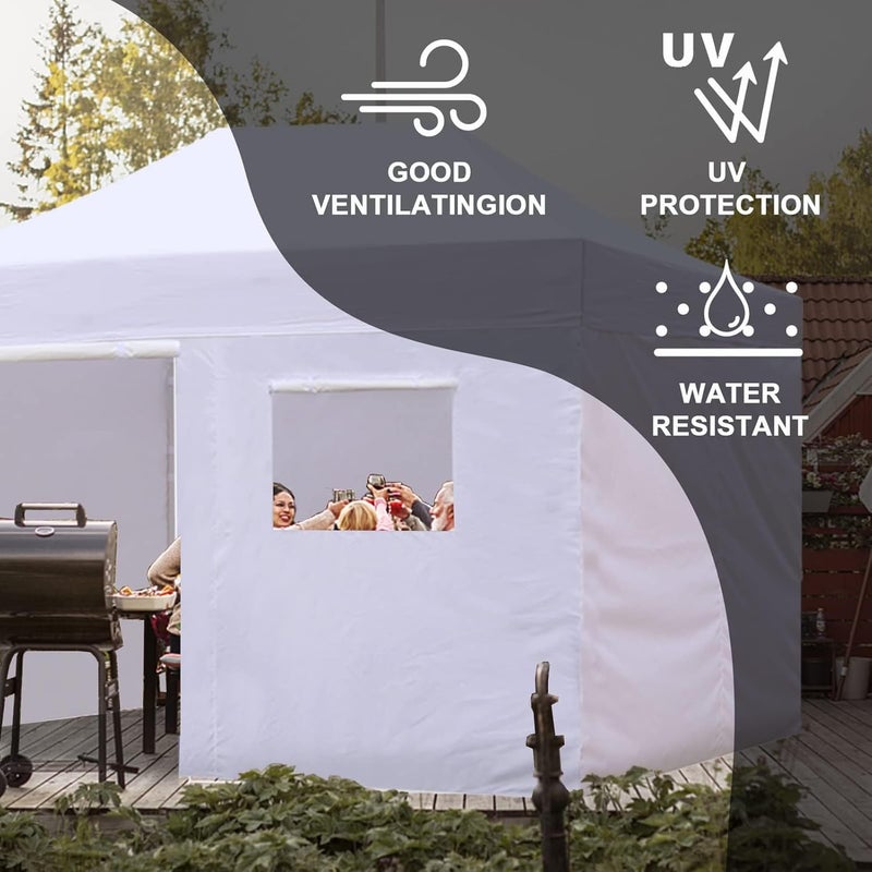 Eurmax USA Full Zippered Walls for 10 x 15 Easy Pop Up Canopy Tent,Enclosure Sidewall Kit with Roller Up Mesh Window and Door 4 Walls ONLY,NOT Including Frame and Top（White） - Image 3