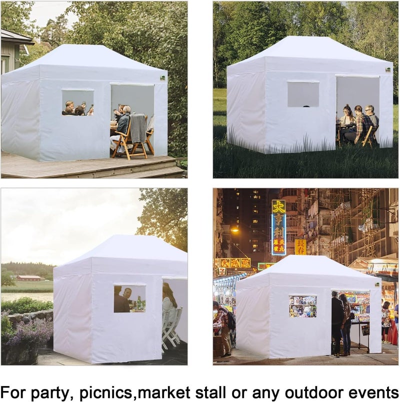 Eurmax USA Full Zippered Walls for 10 x 15 Easy Pop Up Canopy Tent,Enclosure Sidewall Kit with Roller Up Mesh Window and Door 4 Walls ONLY,NOT Including Frame and Top（White） - Image 4