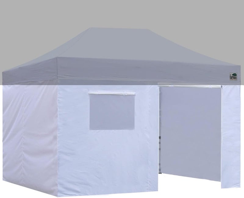 Eurmax USA Full Zippered Walls for 10 x 15 Easy Pop Up Canopy Tent,Enclosure Sidewall Kit with Roller Up Mesh Window and Door 4 Walls ONLY,NOT Including Frame and Top（White） - Image 1