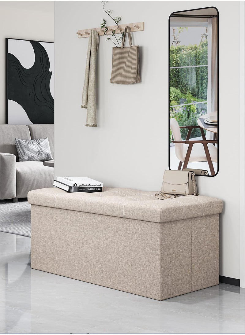 EzzySo 30 Inch Folding Storage Ottoman Bench Footrest Couch For Living Room Bench With Padded Seat For Bedroom Hallway Entryway  - Image 4