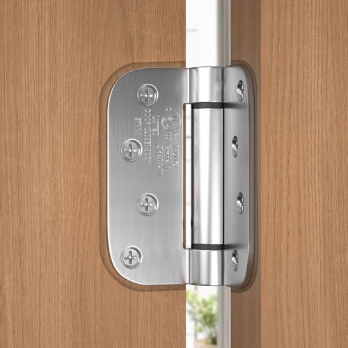 Haidms 3 Pack Self Closing Door Hinges 4 Inch Brushed Nickel Spring Hinge with 5/8'' Radius Corner Adjustable Tension Spring Loaded Hinges for Heavy Duty Exterior Door - Image 5