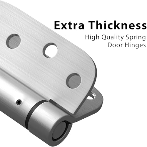 Haidms 3 Pack Self Closing Door Hinges 4 Inch Brushed Nickel Spring Hinge with 5/8'' Radius Corner Adjustable Tension Spring Loaded Hinges for Heavy Duty Exterior Door - Image 2