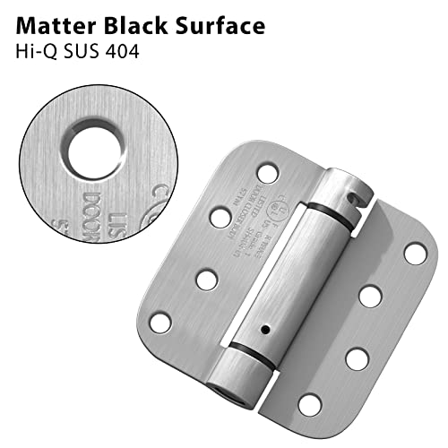 Haidms 3 Pack Self Closing Door Hinges 4 Inch Brushed Nickel Spring Hinge with 5/8'' Radius Corner Adjustable Tension Spring Loaded Hinges for Heavy Duty Exterior Door - Image 3