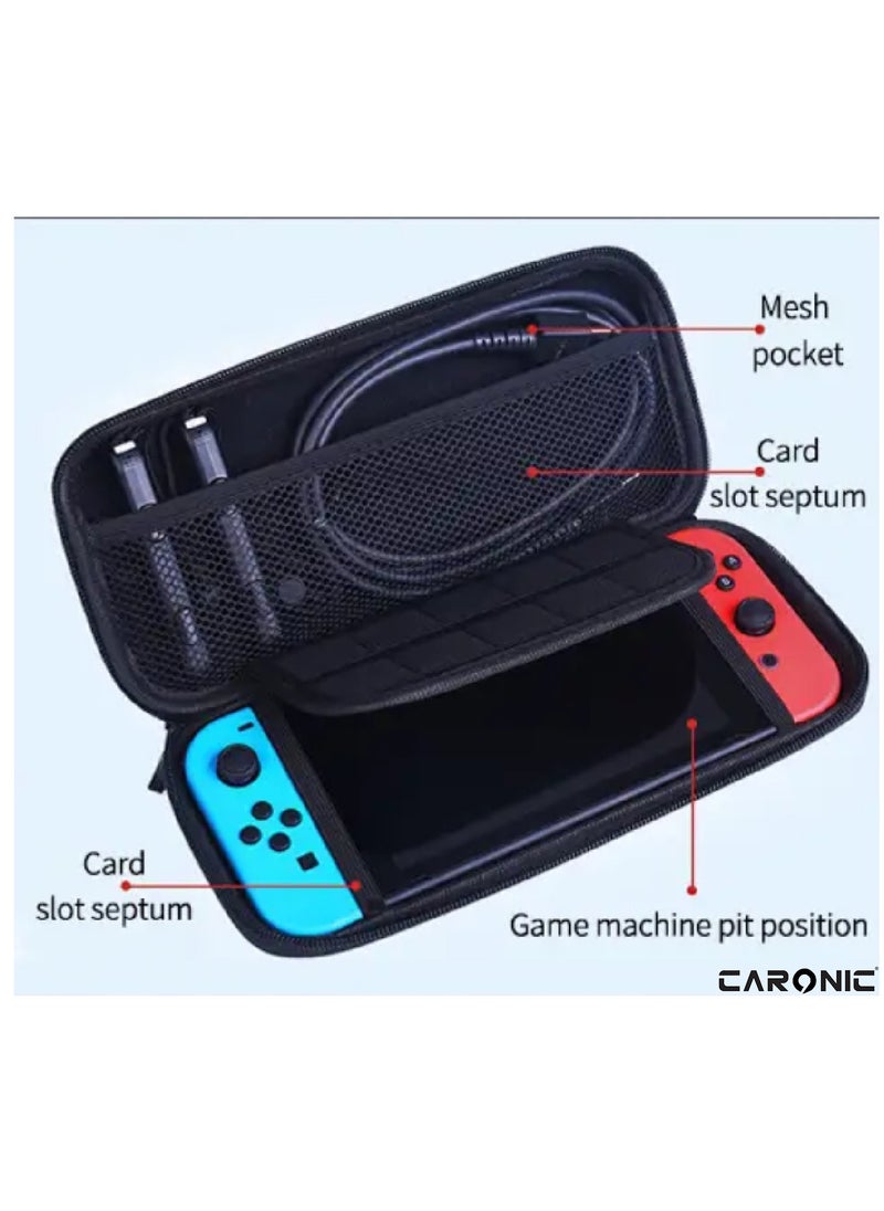 CARONIC - Switch Carrying Case Compatible With Nintendo Switch And Oled High Capacity Travel Console And Accessories Black - Image 1