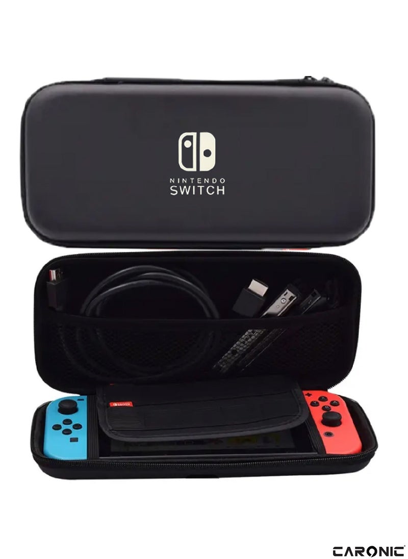 CARONIC - Switch Carrying Case Compatible With Nintendo Switch And Oled High Capacity Travel Console And Accessories Black - Image 1