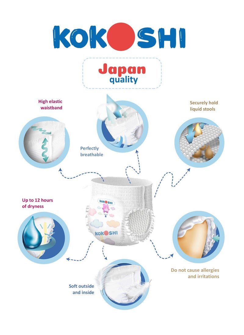 Kokoshi Premium Baby Pants Diapers, Size 4 for babies 9-14kg x 176pcs, Eco-friendly and Hypoallergenic Nappies, Japan Quality Ultimate Softness Leakproof for Skin Care Protection (Pl-176) - pzsku/Z562EC44278B5AECDEC8FZ/45/_/1706272698/c45b7661-cd2a-41e0-8d4f-2f2e6e3acdf1
