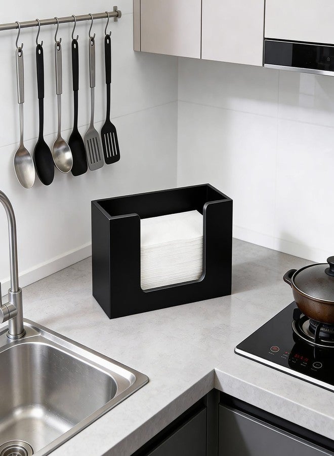 Hilislog Wooden Paper Towel Dispenser Countertop Paper Towel Holder Counter for Bathroom Black Napkin Holder Kitchen Multifold Towels Dispenser C-fold Trifold Folded Hand Towels Holders for Bathroom Toilet - Image 5
