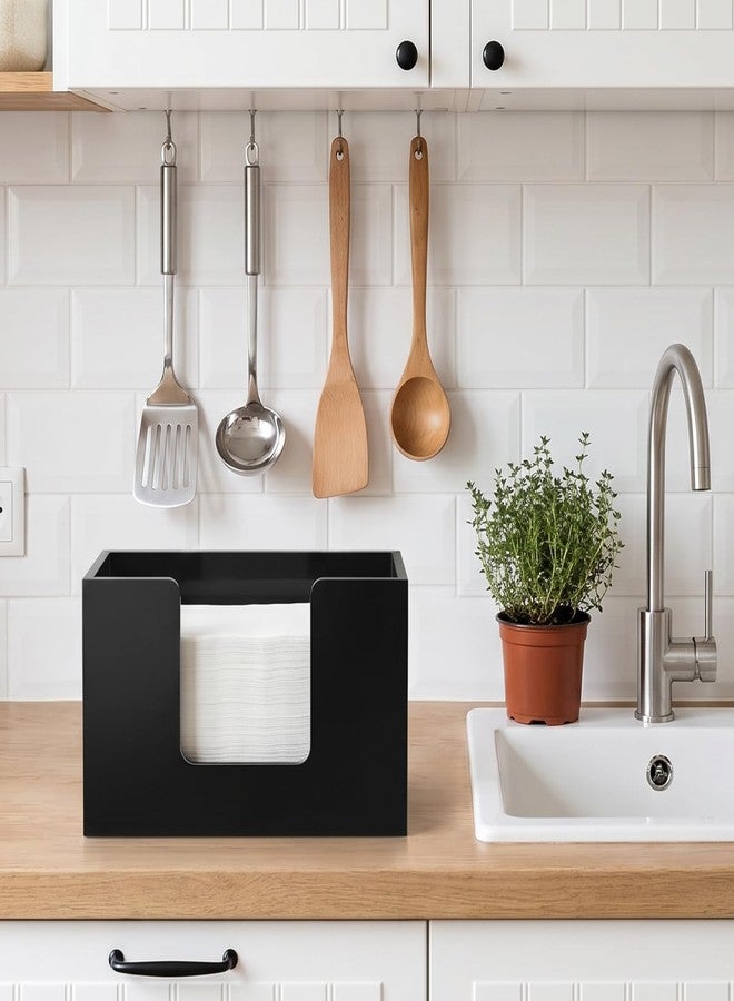 Hilislog Wooden Paper Towel Dispenser Countertop Paper Towel Holder Counter for Bathroom Black Napkin Holder Kitchen Multifold Towels Dispenser C-fold Trifold Folded Hand Towels Holders for Bathroom Toilet - Image 2