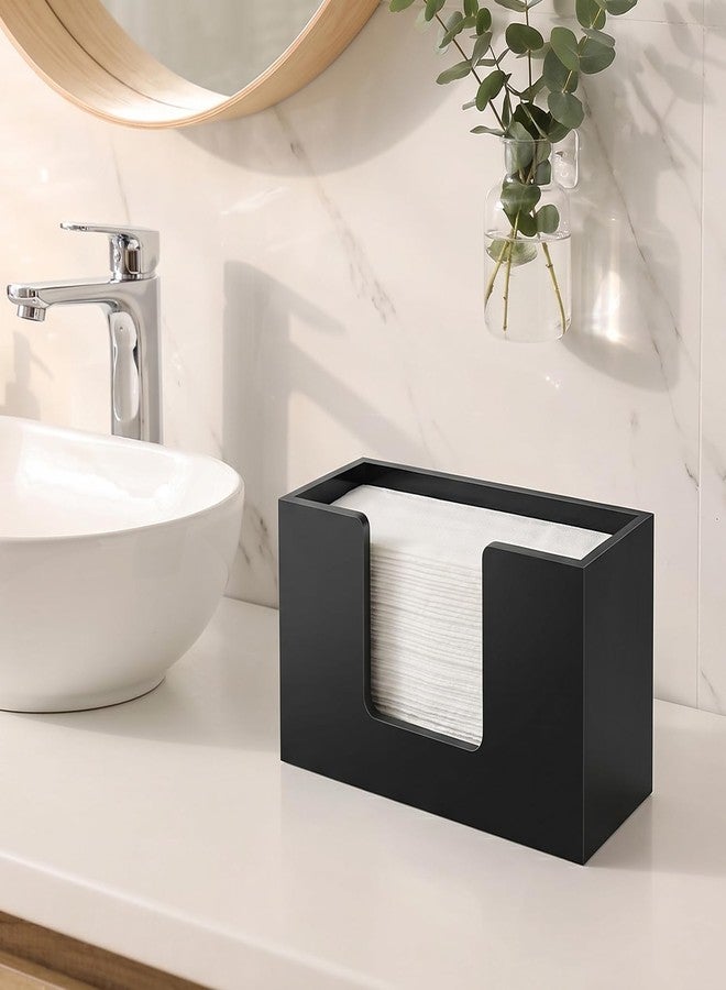 Hilislog Wooden Paper Towel Dispenser Countertop Paper Towel Holder Counter for Bathroom Black Napkin Holder Kitchen Multifold Towels Dispenser C-fold Trifold Folded Hand Towels Holders for Bathroom Toilet - Image 3