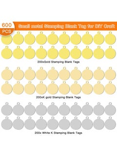 Oubaka 600Pcs Metal Stamping Blank Tag For Diy Craft10Mm Round Blanks Bezels Pendant Trays Stainless Steel Connector Metal Dog Tags Pendants With Hole For Jewelry Findingnecklace Braceletearring  - Image 2
