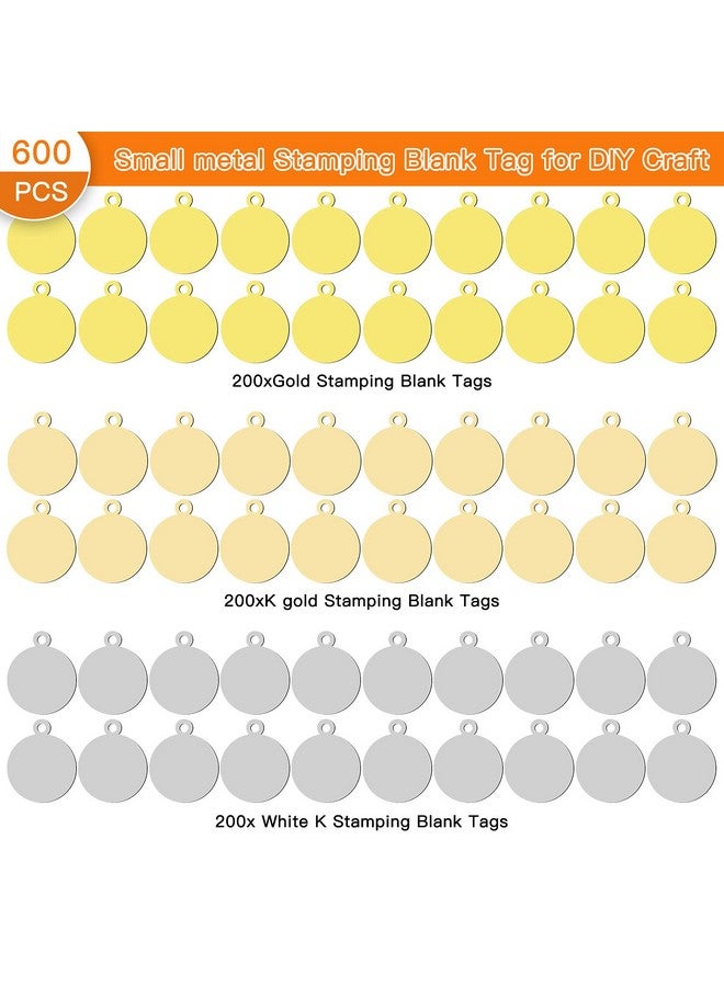 Oubaka 600Pcs Metal Stamping Blank Tag For Diy Craft10Mm Round Blanks Bezels Pendant Trays Stainless Steel Connector Metal Dog Tags Pendants With Hole For Jewelry Findingnecklace Braceletearring - Image 2