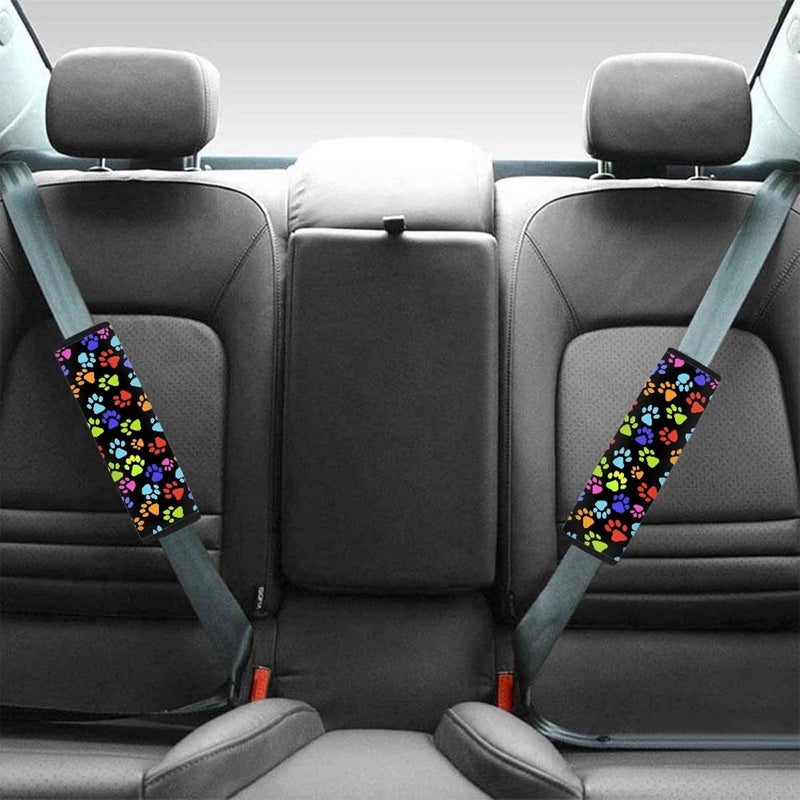 Dreaweet Colorful Dog Paw Print Seat Belt Shoulder Pads Covers - Image 4