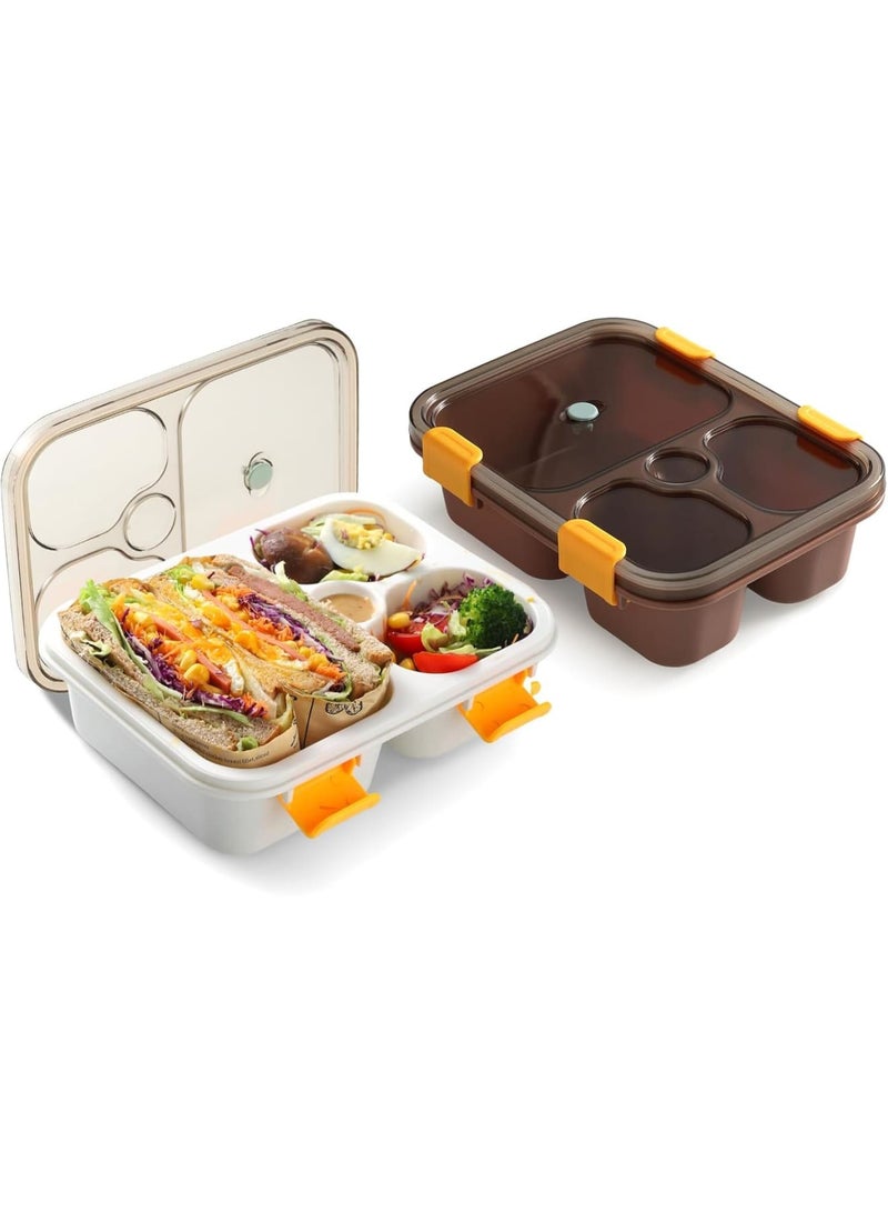 SYOSI Bento Box Adult, 2 Pack Leak Proof Lunch Containers with 3 Compartments and Cutlery Set, 32oz Reusable Food Storage Box for Work School Travel and Meal Prep, Dishwasher Safe Lunchable Container - Image 1