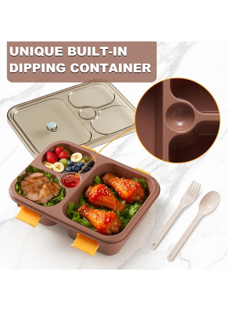 SYOSI Bento Box Adult, 2 Pack Leak Proof Lunch Containers with 3 Compartments and Cutlery Set, 32oz Reusable Food Storage Box for Work School Travel and Meal Prep, Dishwasher Safe Lunchable Container - Image 4