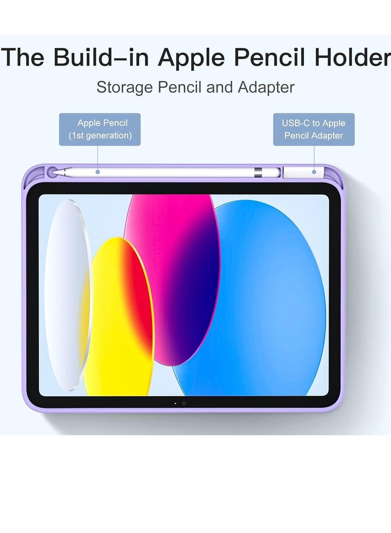 ELTRAZONE Compatible with iPad 10th Generation Case (10.9-Inch, 2022) | Slim Trifold Stand Protective Cover with Pencil Holder | Auto Sleep/Wake Function | Soft TPU Back | Shockproof, Lightweight & Durable Tablet Case LAVENDER - Image 2