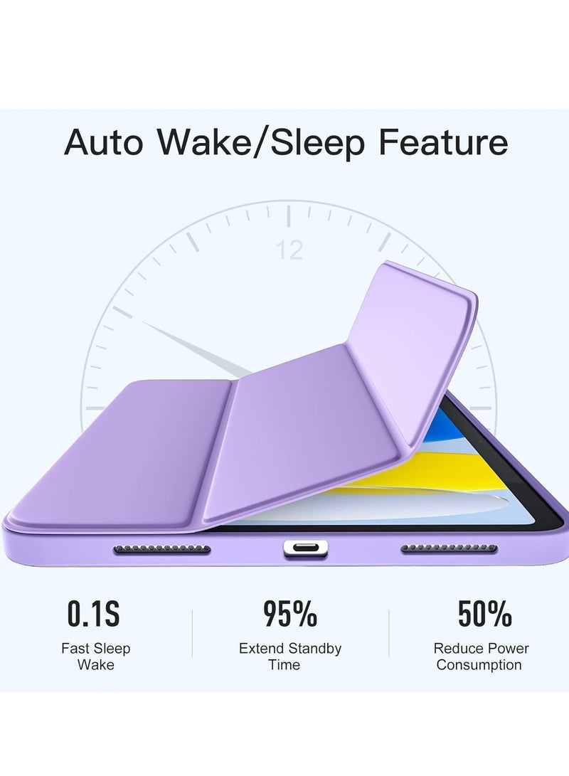ELTRAZONE Compatible with iPad 10th Generation Case (10.9-Inch, 2022) | Slim Trifold Stand Protective Cover with Pencil Holder | Auto Sleep/Wake Function | Soft TPU Back | Shockproof, Lightweight & Durable Tablet Case LAVENDER - Image 5
