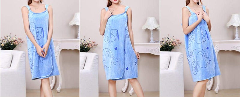 Temoli® Bath Robe Towel for Women , Cotton Bathrobe for Girls & Women , Dress Towel for Ladies. 80 x 130 cm (Sky-Blue) - Image 3