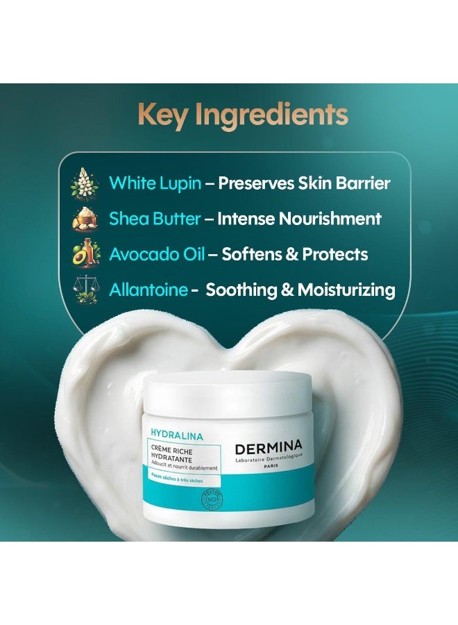 Dermina Hydralina Moisturizing Rich Face Cream - 50 ml - Image 3