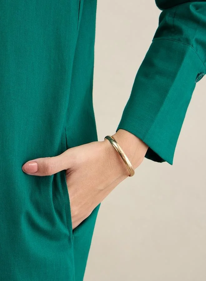 فيميلا Cotton Shirt Collared Maxi Dress