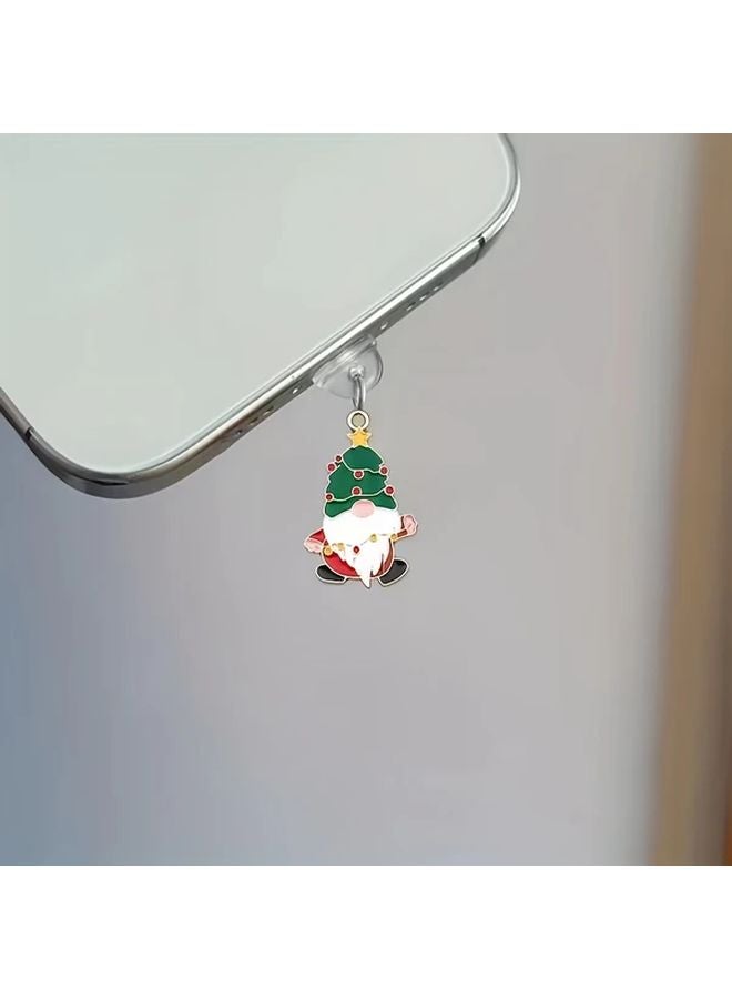 Christmas Phone Dust Cover Type C Charging Port Protector Metallic Texture Holiday Design - Image 1