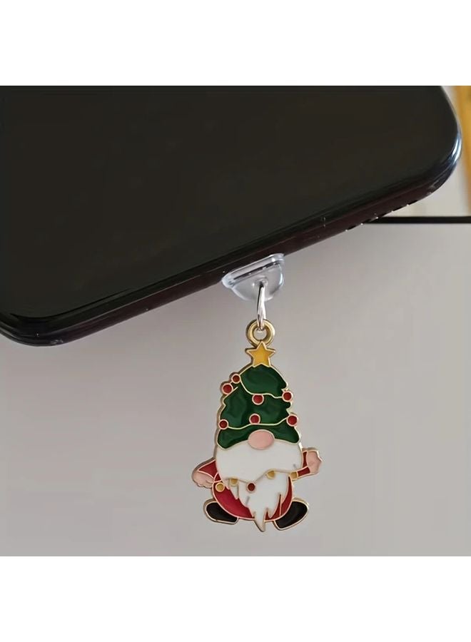 Christmas Phone Dust Cover Type C Charging Port Protector Metallic Texture Holiday Design - Image 5