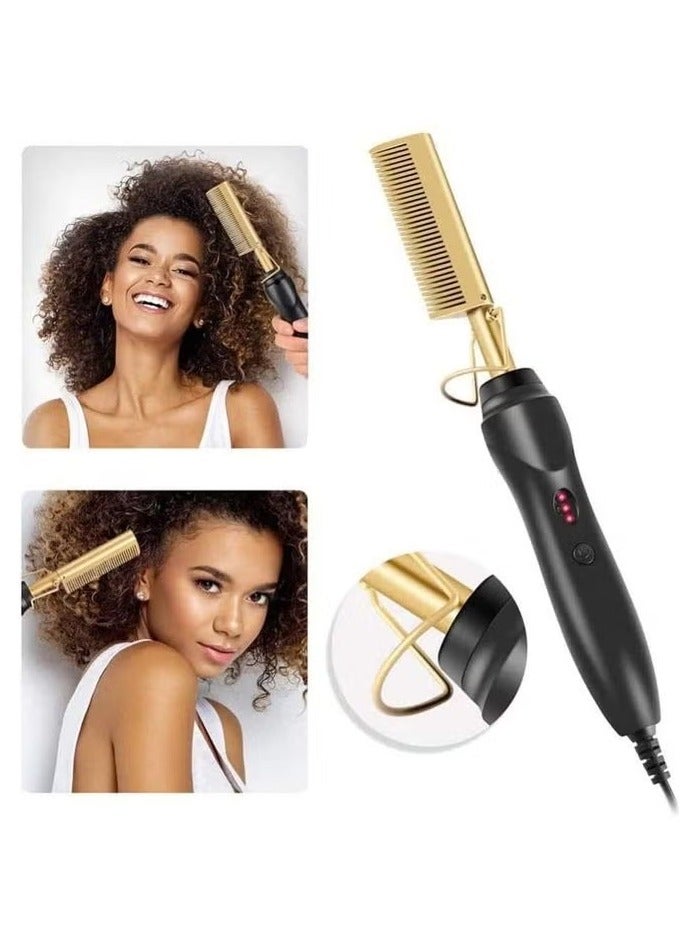 Electric Ceramic Hair Straightener and Curling Iron - Heat Pressing Flat Iron Curlers, Portable Anti-Scald Design for Wigs, Beards, and Travel Use - Image 1