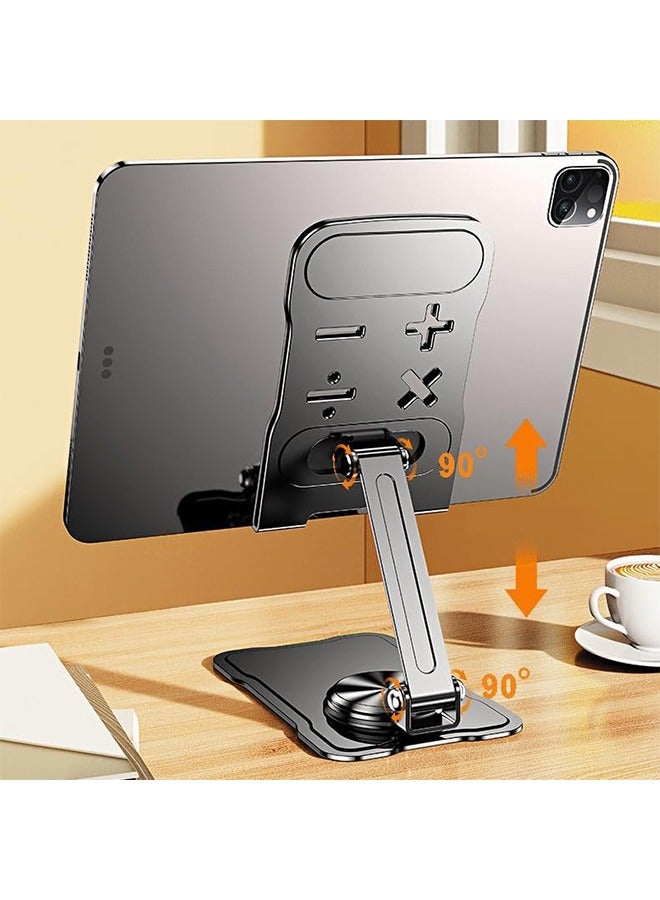 HY Metal iPad Stand Foldable Tablet Stand iPad Holder Stand Adjustable Mobile Phone Holder for iPad Pro 2023 iPad Air 4 iPad mini iPhone 15/15 Plus/15 Pro/15 Pro Max/14 Pro Max Samsung Galaxy Tab S7  - Image 3