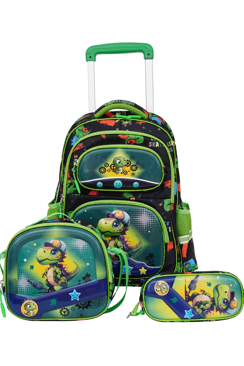 Parajohn Para John KiddoKit 3-in-1 Kids Trolley School Bag Set – 18 inch Rolling Backpack with Lunch Bag & Pencil Case | Cartoon Design | Lightweight & Durable