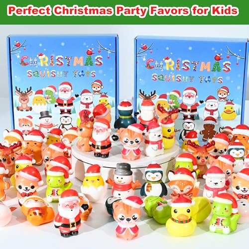 PLOUGVI 24PCS Christmas Squishy for Party Favors Gifts Stress Relief Toys for Goodie Bags Pinata Fillers Stocking Stuffer for Kids Treasure Box Carnival for Prizes Rewards Fidget Squeeze Advent Calendar - Image 5