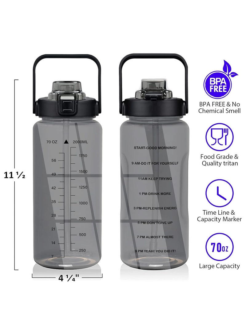 Arabest Gallon Water Bottle with Sleeve, 64OZ Motivational Water Bottle with Straw & Time Marker, BPA Free Leakproof Large Sports Water Bottle, Reusable Water Jug for Workout Gym Sport  - Image 2