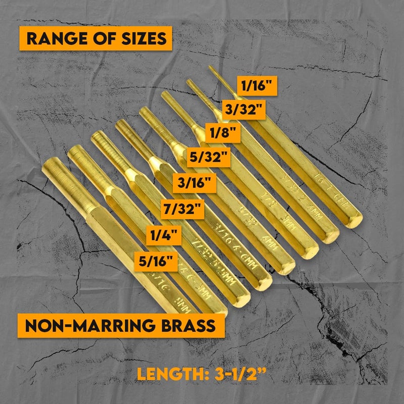 SE 8-Piece Brass Pin Drive Punch Set with Storage Pouch - ST1032B - Image 4