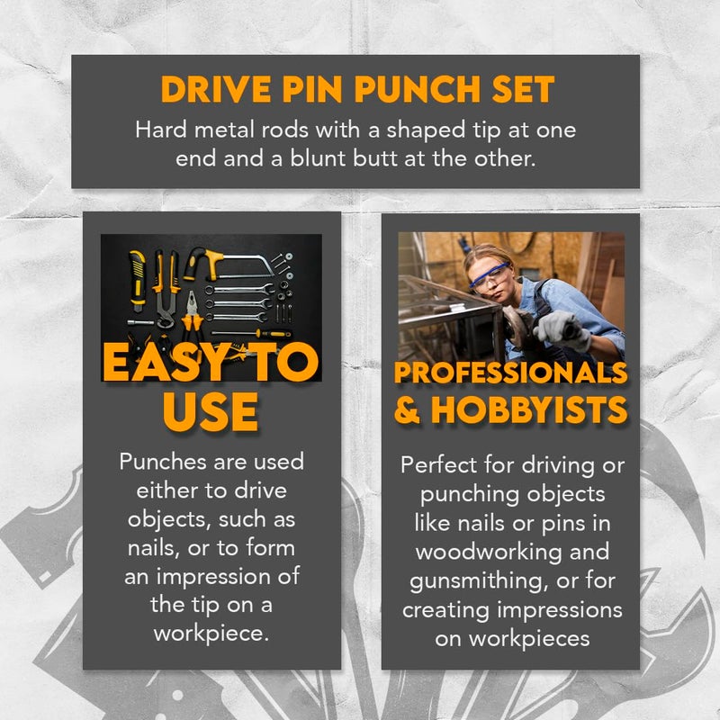 SE 8-Piece Brass Pin Drive Punch Set with Storage Pouch - ST1032B - Image 2