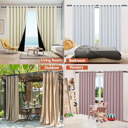 Tidisort Curtain Rods No Drilling for Windows,5/8 Inch Diameter Drapey Pole with No Drill Curtain Rod Brackets (2PCS Black, 48 to 84") - Image 3