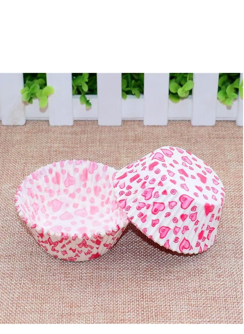 100 جهاز كمبيوتر شخصى / مجموعة ورقة الكعكة الكعكة الكعكة الكعكة الكعكة الكعكة المتاح علبة الخبز العفن 6.8x5x3cm -- الوردي على شكل قلب - Image 1