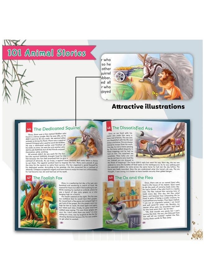 We Happy 101 Animal Stories for Kids, Padded Hardcover Story Book with Educational Tales, Moral Lessons and Colorful Illustrations – Perfect for Gifting, Bedtime and Classroom Reading - Image 3