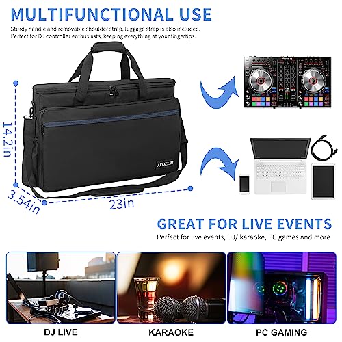 AKOZLIN Padded Gig Bag Controller Travel Shoulder Bag 23”×3.54”×14.2” Fit For Pioneer DDJ SR SR2 RR Denon MC4000 Numark NVII DJ Mixer Case - Image 3