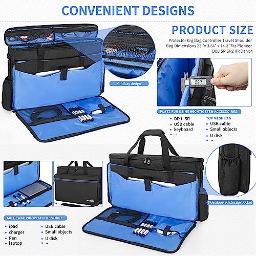 AKOZLIN Padded Gig Bag Controller Travel Shoulder Bag 23”×3.54”×14.2” Fit For Pioneer DDJ SR SR2 RR Denon MC4000 Numark NVII DJ Mixer Case - Image 2